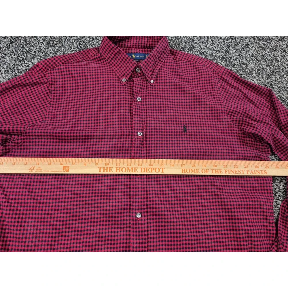 Polo Ralph Lauren Long Sleeve XL Mens Red Black Gingham Check Button Down‎